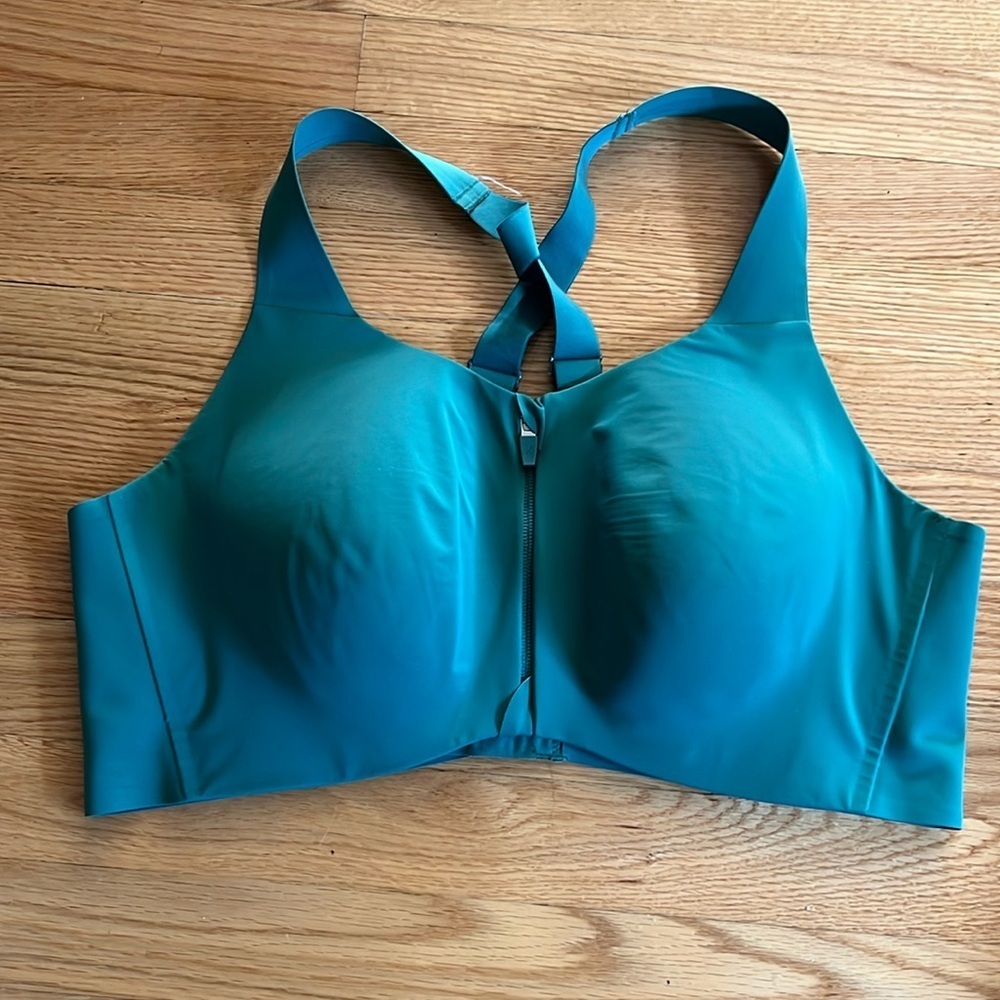 Seamless Front-Zip Sports Bra - Teal